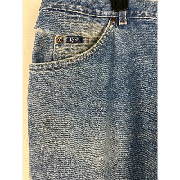 Vtg Lee Straight Leg Jeans Mens 36 x 31 Blue Denim Medium Wash Fading - Picture 3 of 7
